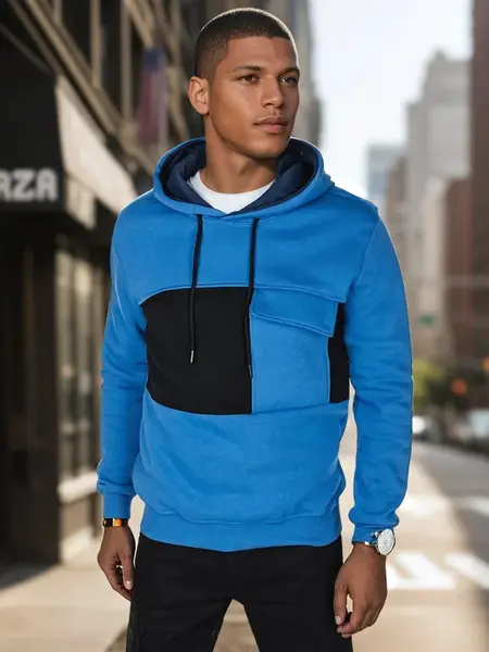 Pánská modrá mikina s kapucí Dstreet