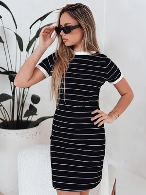 Sukienka damska mini prążkowana FITLINES czarna Dstreet