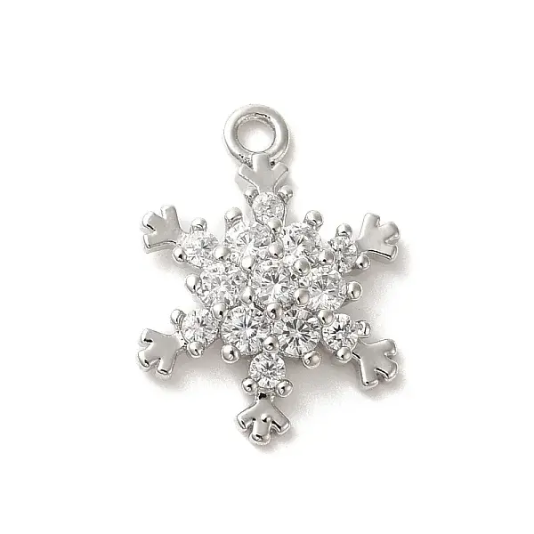 Christmas Theme Brass Micro Pave Cubic Zirconia Charms