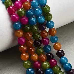 Dyed Natural White Jade Beads Strands