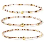 Boho Round Brass and Glass Seed Beaded Stretch Stackable Bracelet Sets