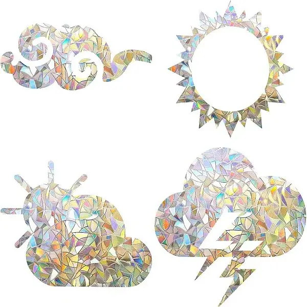Custom Weather Pattern Shape Waterproof PVC Laser Adhesive Stickers