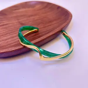 Wave Acrylic & CCB Plastic Cuff Bangles for Women