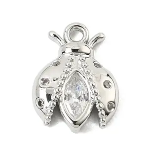 Brass Micro Pave Clear Cubic Zirconia Charms
