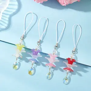 4Pcs Glass & Arcylic Flower Pendant Decorations