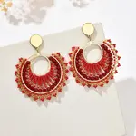 Flat Round 304 Stainless Steel Glass Seed Beads Dangle Stud Earrings