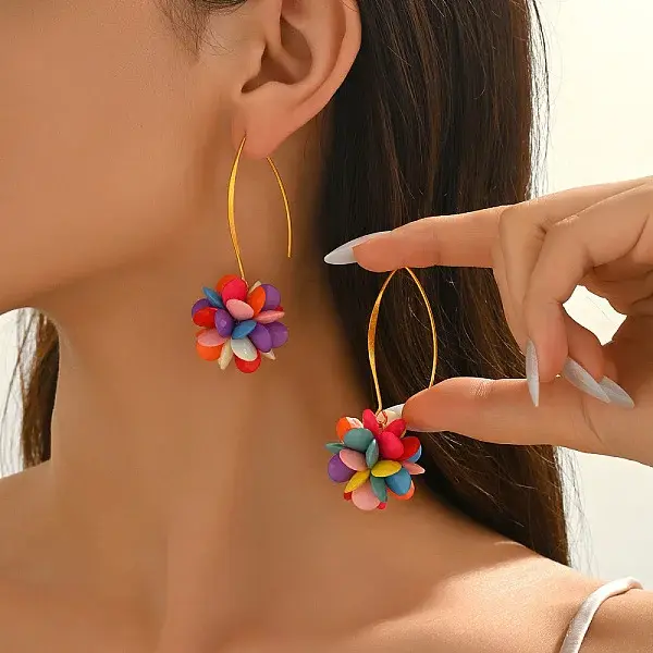 Brass Acrylic Dangle Earrings