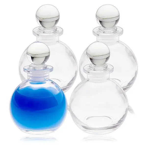4Pcs Round Glass Mini Empty Glass Liquor Decanter