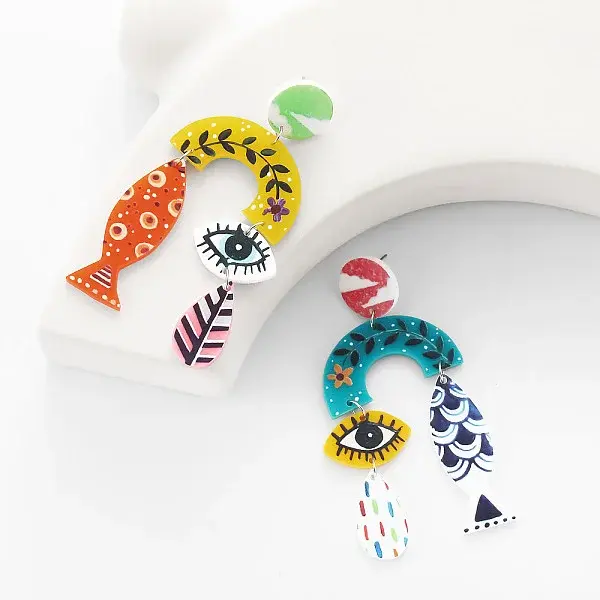 Acrylic Dangle Stud Earrings