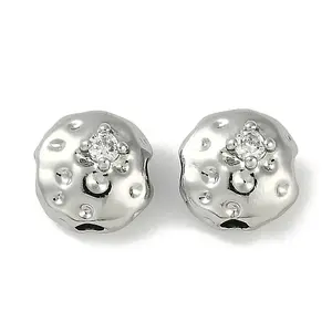Brass Micro Pave Cubic Zirconia Beads