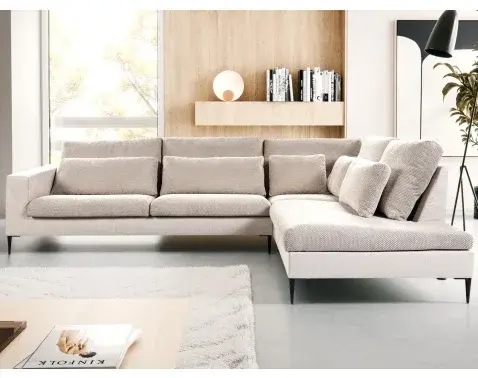 Rohová sedačka Romeo, béžová strukturovaná látka, pravý roh