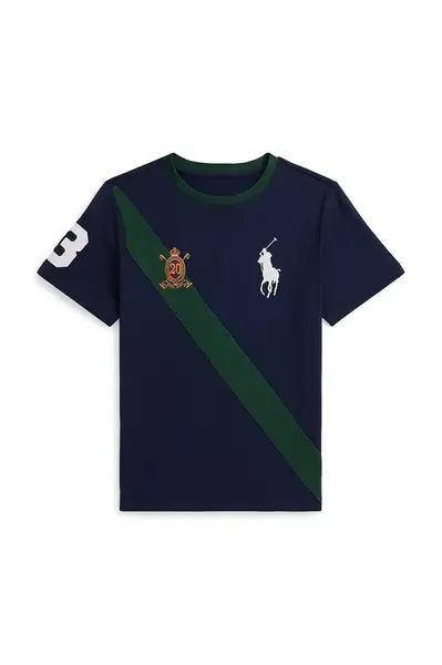 Dětské bavlněné tričko Polo Ralph Lauren tmavomodrá barva, 323P00671002