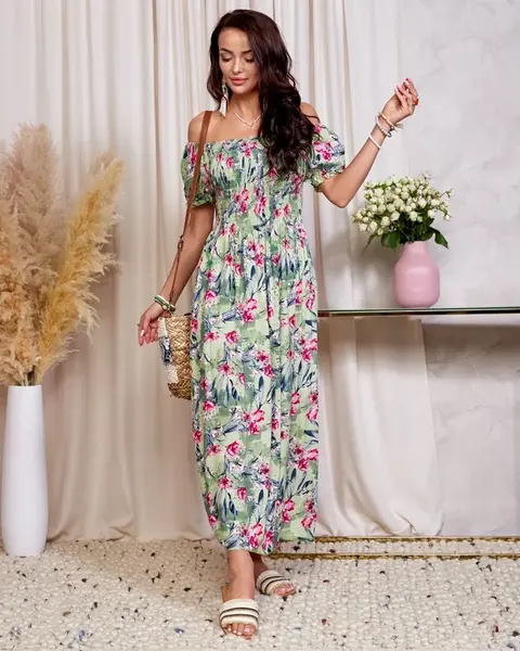 Resti Green women's floral midi dress - Clothing