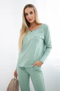 Souprava s výstřihem na druky tmavě mint