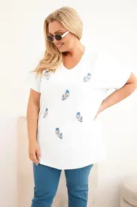 Kesi dámská halenka plus size s peřím bílá