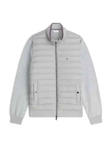 TOMMY HILFIGER Prechodná bunda 'Mixed Texture Intechno Zip-thru'  sivá melírovaná