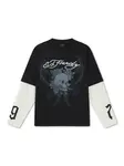 Ed Hardy Tričko '1971 Skull'  modrosivá / čierna / biela