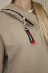 Tunic with zipper on hood Oversize camel