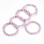 Natural Kunzite Round Beads Stretch Bracelets for Women Men