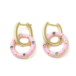 Real 18K Gold Plated Brass Ring Dangle Hoop Earrings