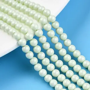 Baking Paint Pearlized Glass Pearl Bead Strands
