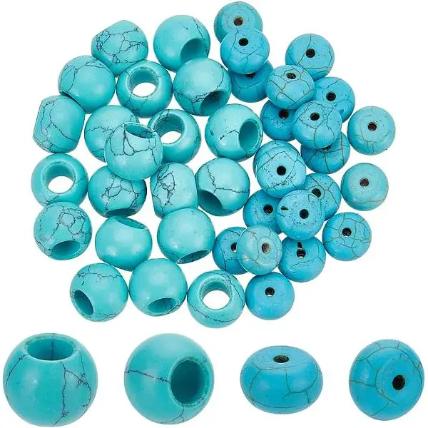 40Pcs 2 Styles Synthetic Turquoise European Beads
