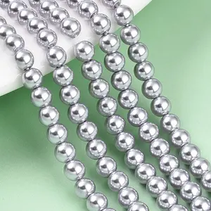 Baking Paint Pearlized Glass Pearl Bead Strands