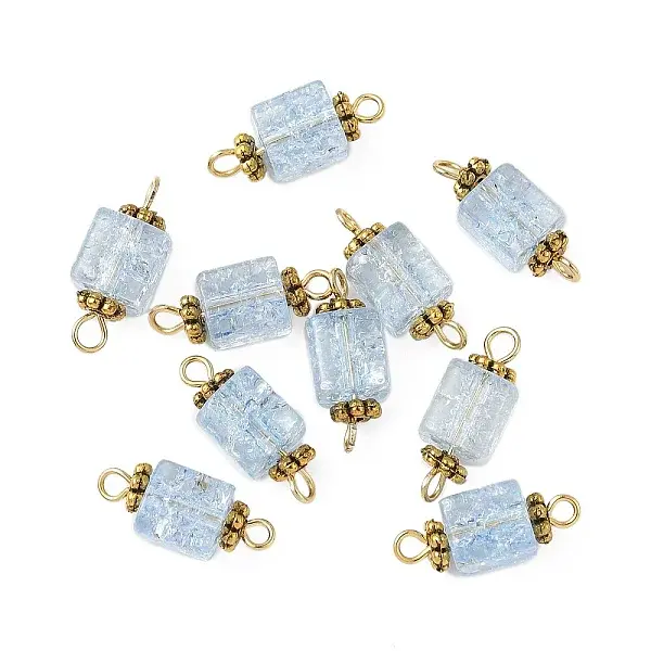10Pcs Transparent Crackled Glass Cube Connector Charms