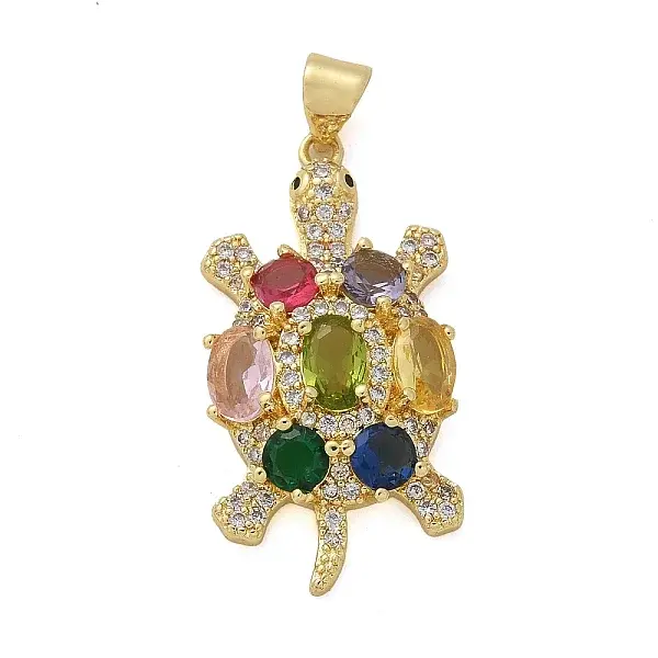Tortoise Brass Micro Pave Cubic Zirconia Pendants