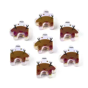 UV Plating Opaque Printed Acrylic European Beads