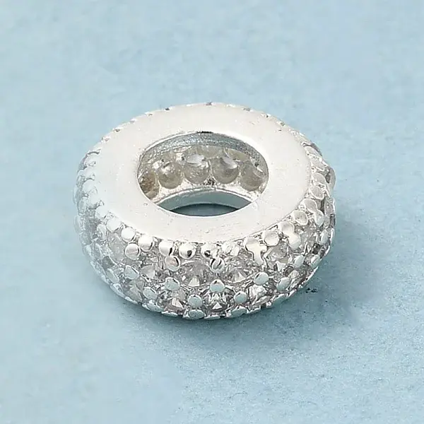 Rack Plating Brass Cubic Zirconia European Beads