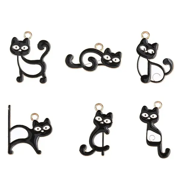 12Pcs 6 Styles Alloy Enamel Pendants