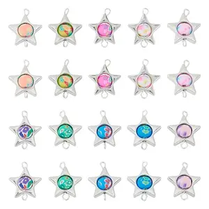 20Pcs Polymer Clay Star & CCB Frame Links Connector Charms