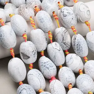 Natural Fire Crackle Agate Beads Strands