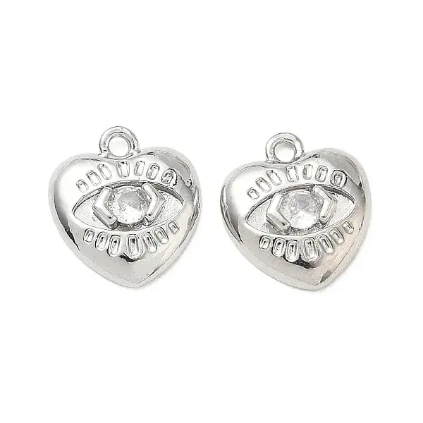 Valentine's Day Brass Micro Pave Clear Cubic Zirconia Charms