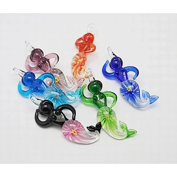 Handmade Inner Flower Lampwork Big Pendants