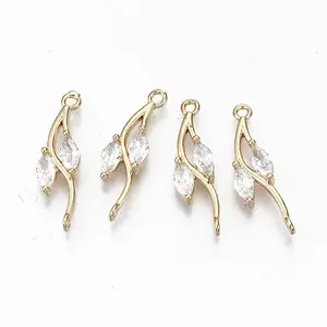 Brass Micro Pave Cubic Zirconia Links Connectors