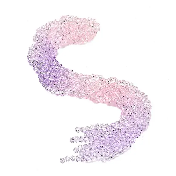 Transparent Painted Glass Beads Strands