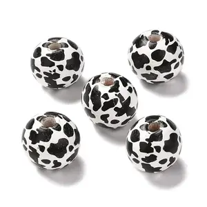 Printed Wood European Beads