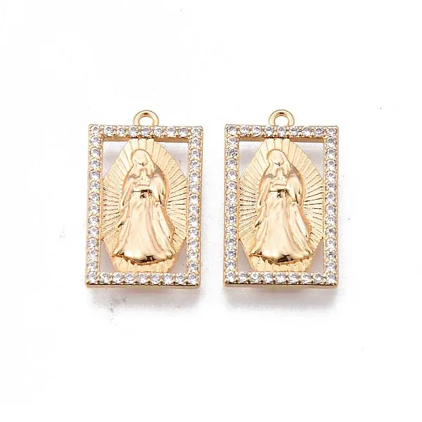 Brass Micro Pave Clear Cubic Zirconia Pendants