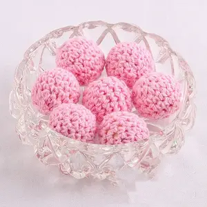 Handmade Woolen Macrame Wooden Pom Pom Ball Beads