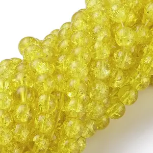 Spray Painted Crackle Glass Beads Strands