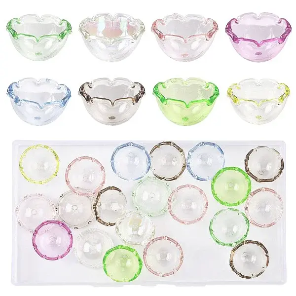20Pcs UV Plating Acrylic Bead Caps