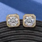 Brass Micro Pave Cubic Zirconia Stud Earrings for Women