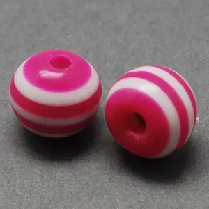 Round Striped Resin Beads