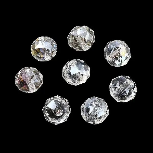 Electroplate Transparent Round Glass Beads