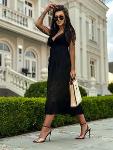Edoti Thin strap lace maxi dress