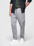 Ombre Men's knitted joggers with cargo pockets - light grey