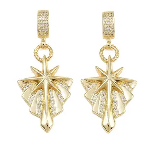 Brass Micro Pave Clear Cubic Zirconia Star Pendants