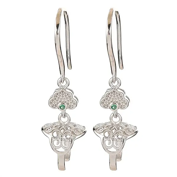 925 Sterling Silver Micro Pave Clear Cubic Zirconia Earring Hooks